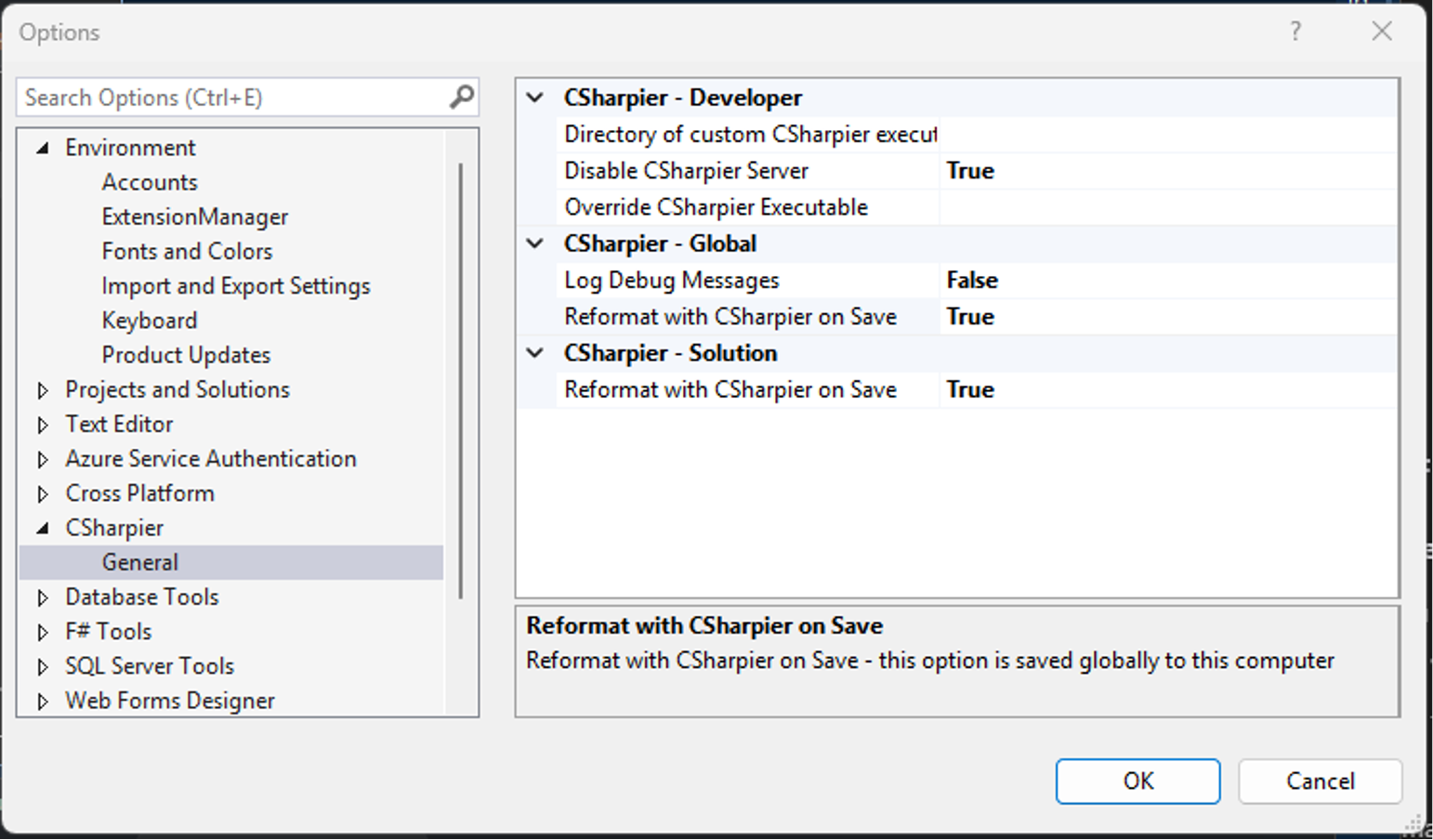 Old settings UI screenshot