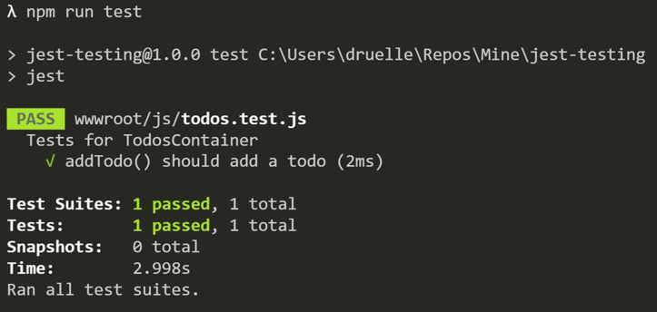running jest-testing and it passed