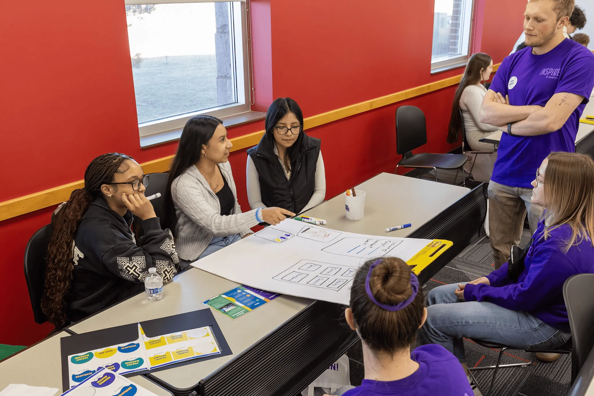 A photo of students working on build an app session