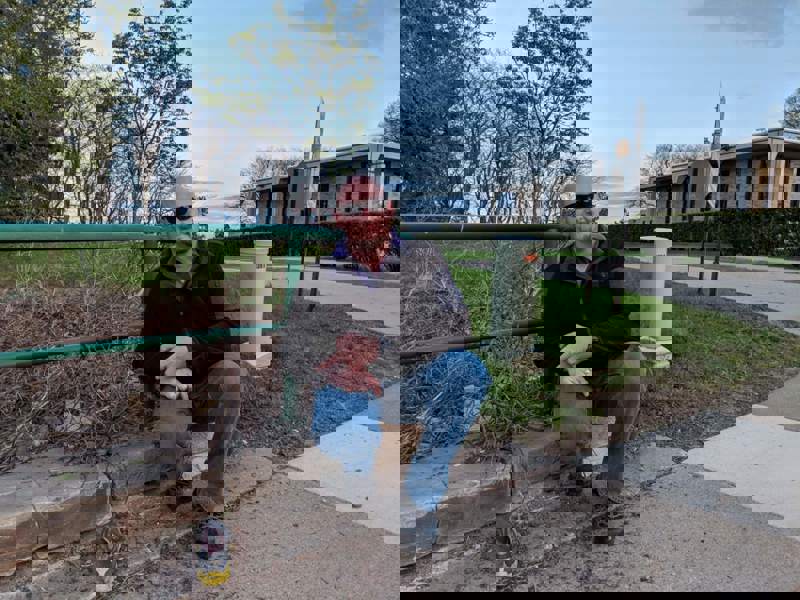 During our walk, Chad noted and proved his theory that he cannot go walking anywhere without finding an article of discarded clothing somewhere along the way.