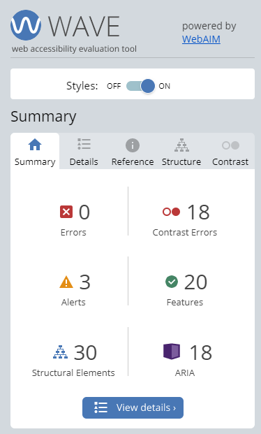 Sample wave accessibility analyzer report