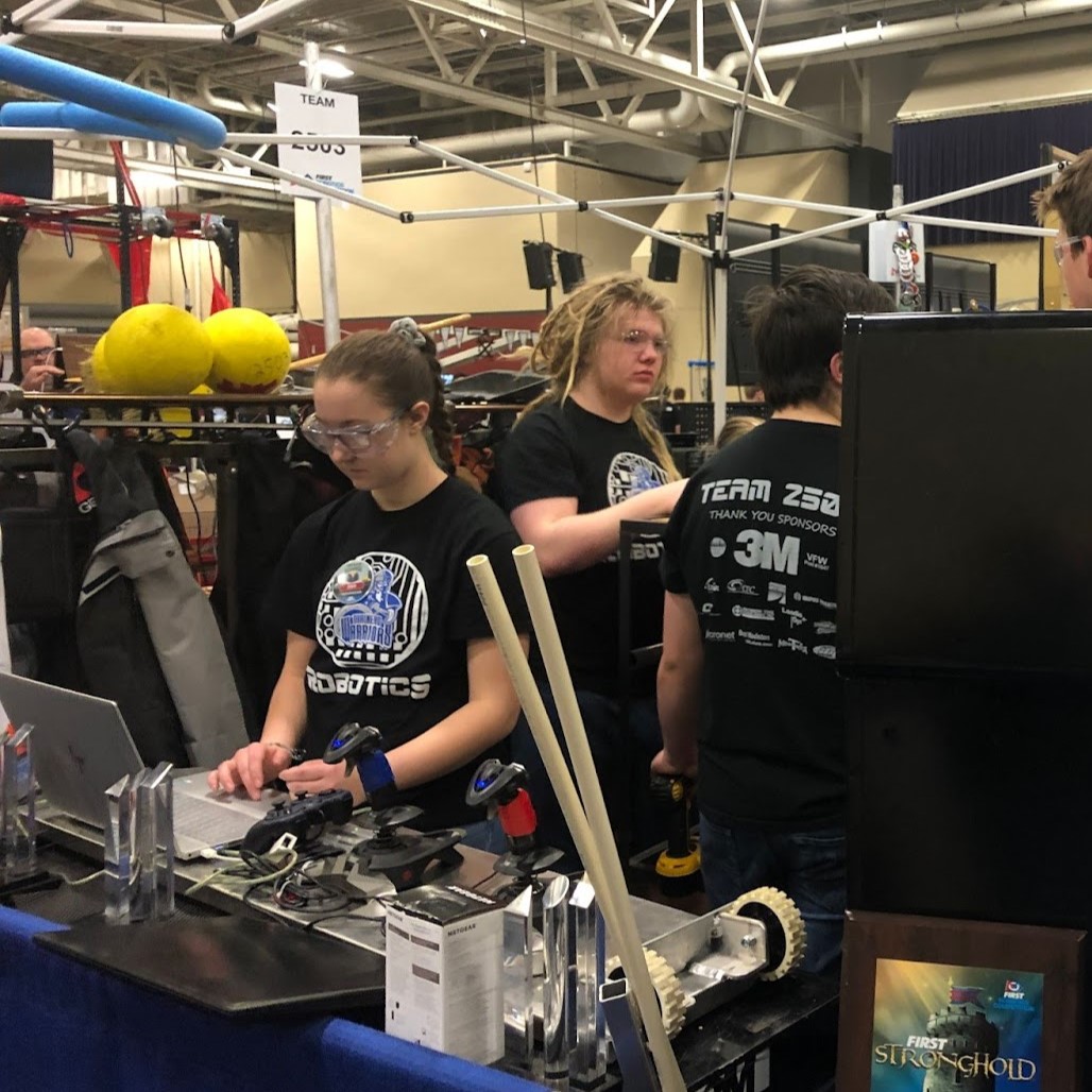 Mary at a robotics competition