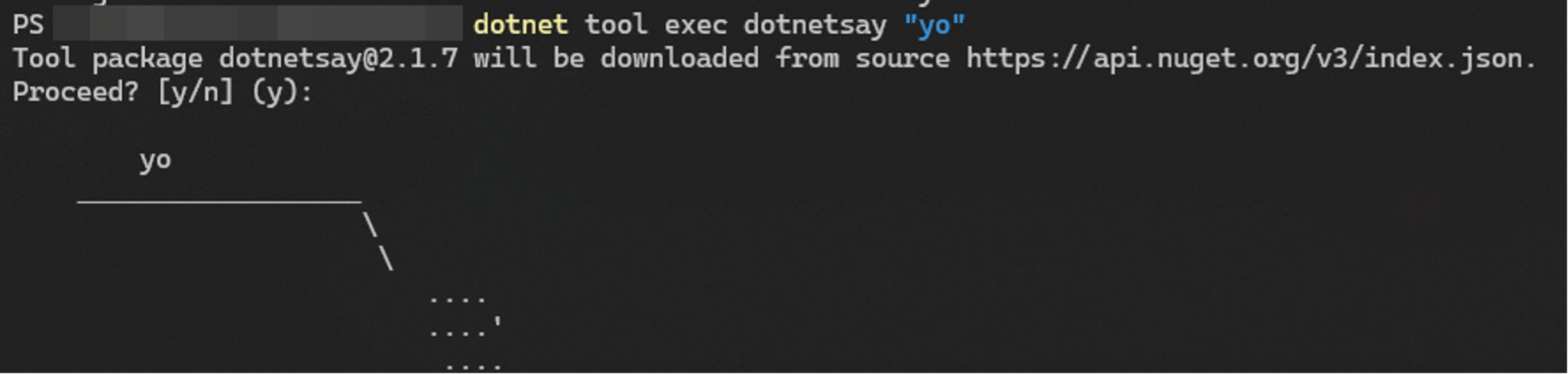 dotnetsay example cli with dotnet tool exec