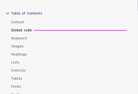 A11y table of contents focus state example